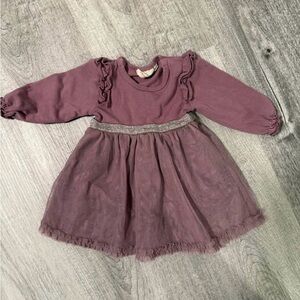 Charming Purple Kids Dress with Ruffle Accents